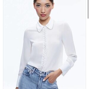 Alice and Olivia WILLA EMBELLISHED PLACKET TOP